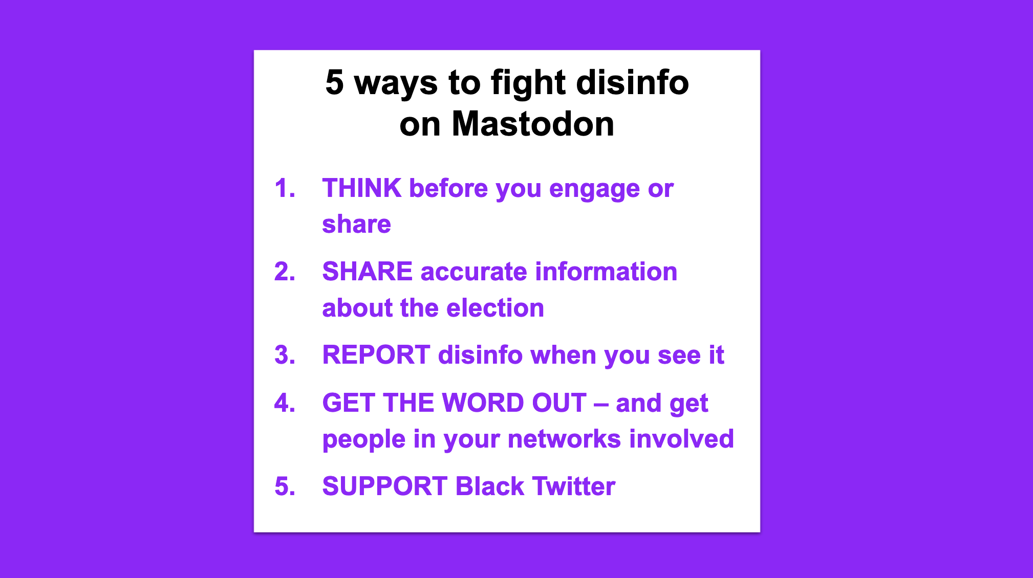 5 ways to fight disinfo on Mastodon, starting with THINK before you engage or share. The full list is in the artcle.