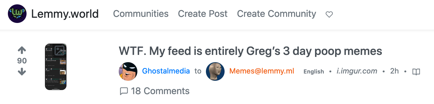 WFT: My feed is entirely Greg's 3 day poop memes