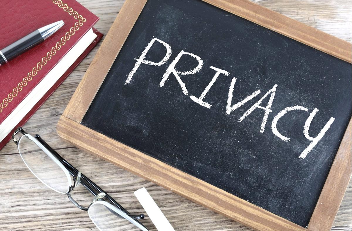 A chalkboard with the word "privacy"