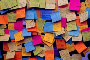 Dozens of colorful post-it notes, with writing ont hem but it's too small to read